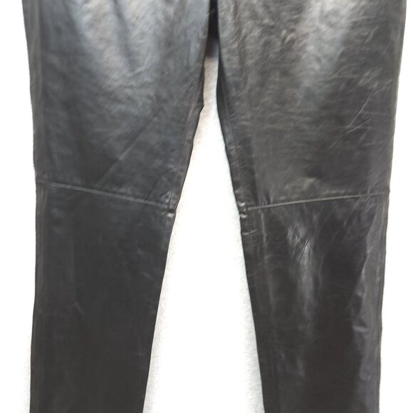 Tommy Hilfiger Vintage Leather Pants Womens 10 Black Lined Y2K Straight Leg - Picture 3 of 16